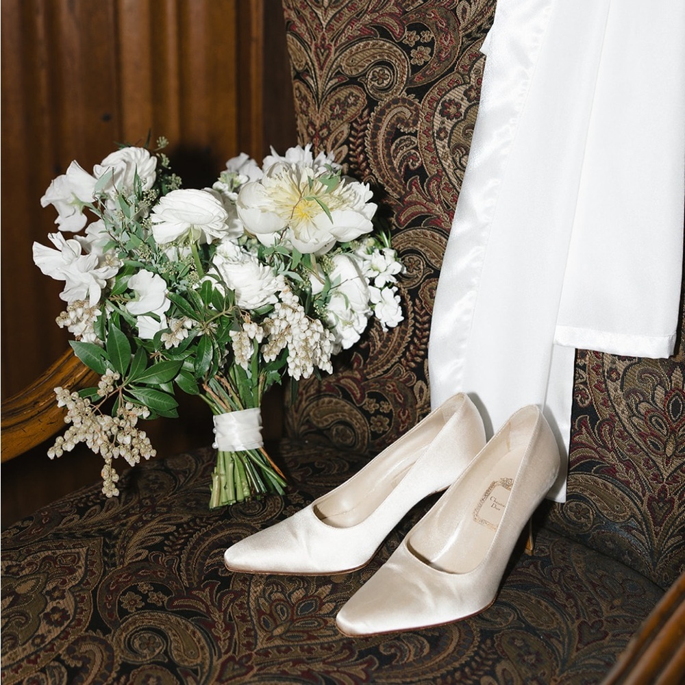 Dior Ivory Satin Pumps